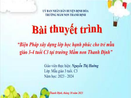 Sáng kiến kinh nghiệm Biện pháp xây dựng lớp học hạnh phúc cho trẻ 3-4 tuổi lớp C3 trường mầm non Thanh Định