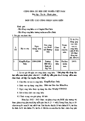 Sáng kiến kinh nghiệm Giải pháp xây dựng lớp học mầm non hạnh phúc cho trẻ 5-6 tuổi lớp mẫu giáo lớn A trường Mầm non Hoà Bình